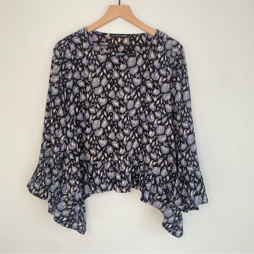 Harlowe & Graham Monochrome Patterned Blouse‎